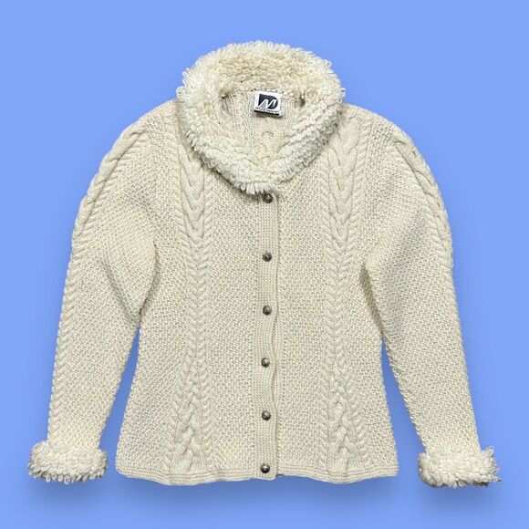 Vintage Penny Lane Sweater Ivory Cream Boho y2k Hippie 70s 90s Retro Large - Picture 1 of 10